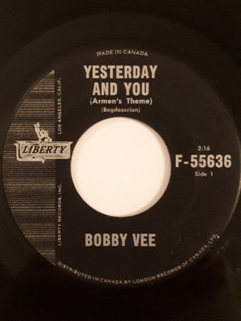 Bobby Vee : Yesterday And You (Armen's Theme) / Never Love A Robin (7", Single)