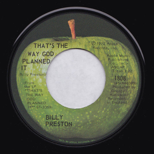 Billy Preston : That's The Way God Planned It (7", Single, RE, Jac)