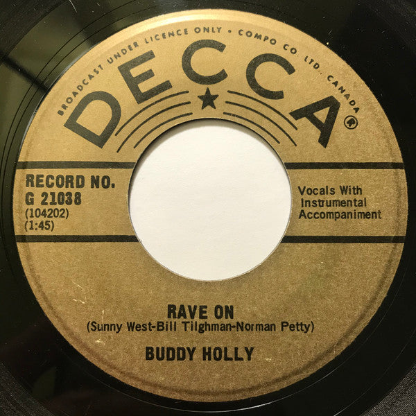 Buddy Holly : Rave On / Raining In My Heart (7", Single)