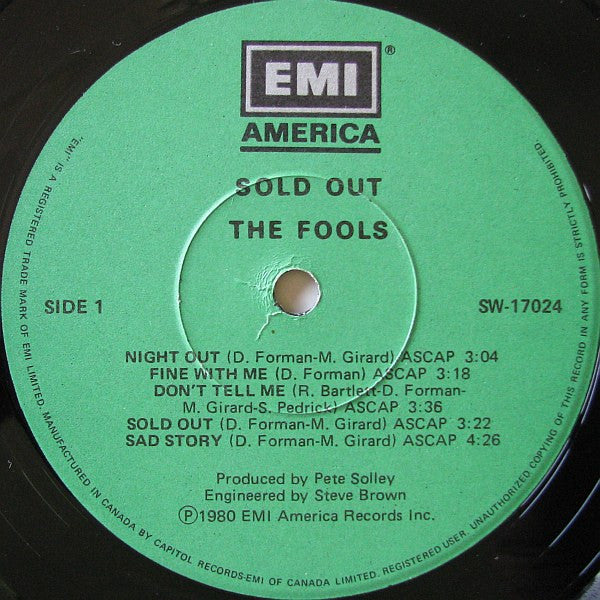 The Fools : Sold Out (LP, Album + 7", Promo, Whi)
