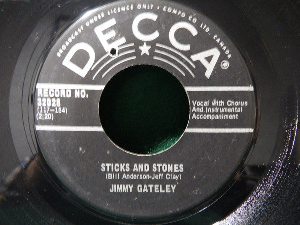 Jimmy Gateley : Sticks And Stones / It's Not Every Day (7", Single)