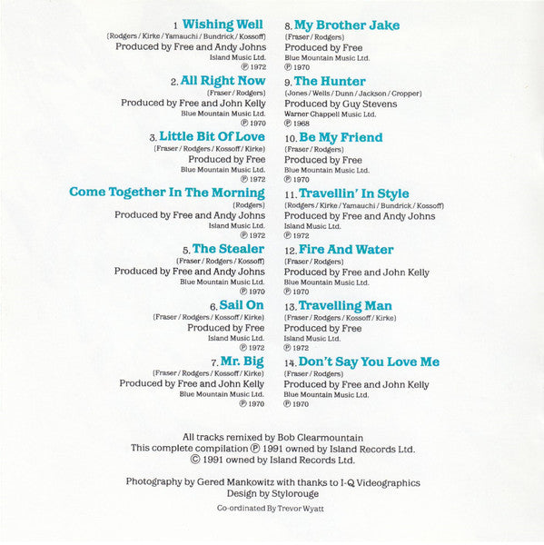 Free : The Best Of Free (All Right Now) (CD, Comp, Club, RE)