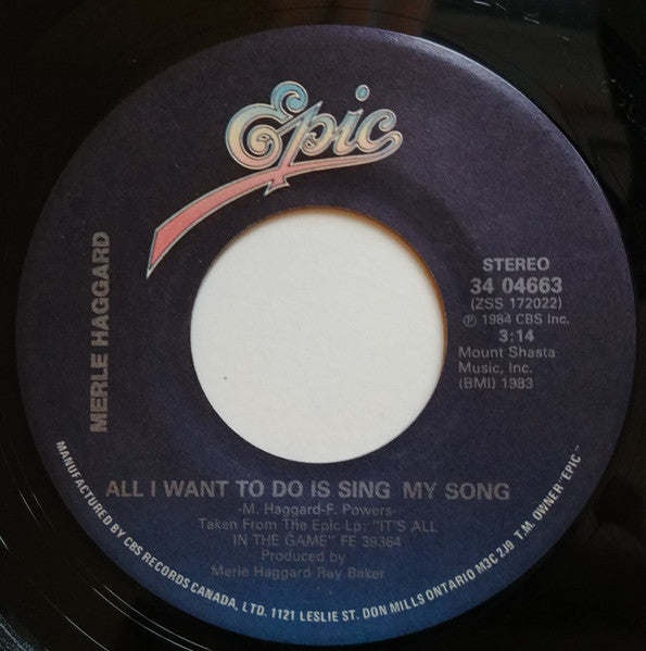 Merle Haggard : A Place To Fall Apart (7")