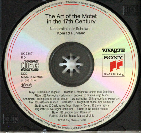 Niederaltaicher Scholaren, Konrad Ruhland : Motets Of The 17th Century - Austria · Bohemia · Bavaria (CD, Album)