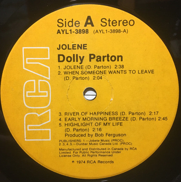 Dolly Parton : Jolene (LP, Album, RE)