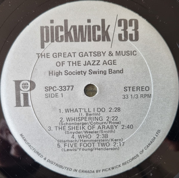 High Society Swing Band : The Great Gatsby & Music Of The Jazz Age (LP)