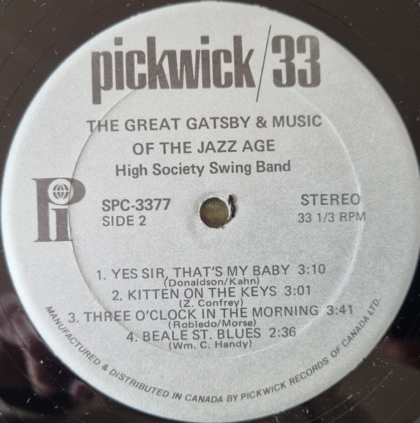 High Society Swing Band : The Great Gatsby & Music Of The Jazz Age (LP)