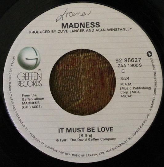 Madness : It Must Be Love (7", Single)