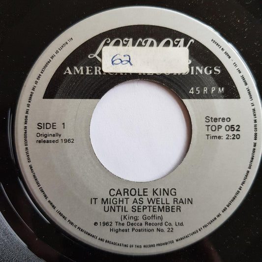 Carole King : It Might As Well Rain Until September (7", Single, RE)