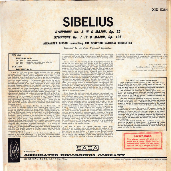 Jean Sibelius, Alexander Gibson, Royal Scottish National Orchestra : Symphonies Nos. 3 & 7 (LP, Album)