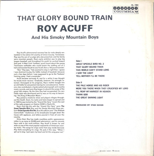 Roy Acuff And His Smoky Mountain Boys : That Glory Bound Train (LP, Mono)