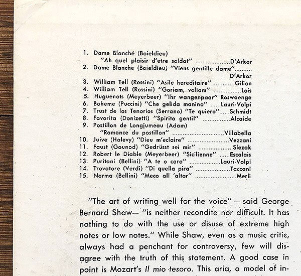 Various : Famous Tenors Sing The High "C" (LP, Comp, Mono)