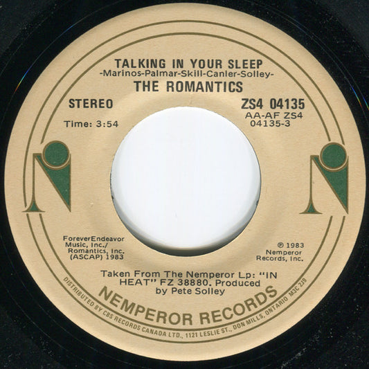 The Romantics : Talking In Your Sleep (7", Single)