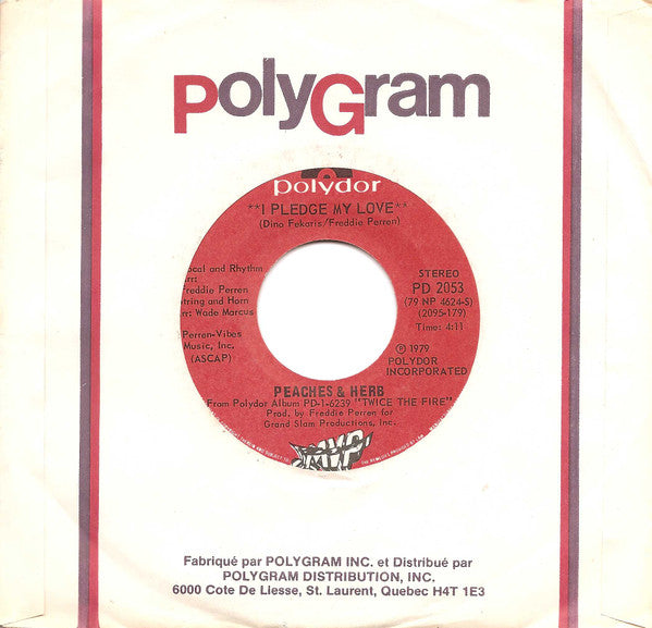 Peaches & Herb : I Pledge My Love (7", Single)
