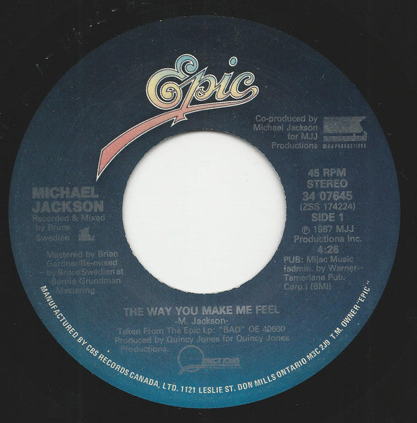 Michael Jackson : The Way You Make Me Feel (7", Single)