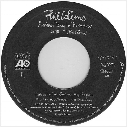 Phil Collins : Another Day In Paradise (7")