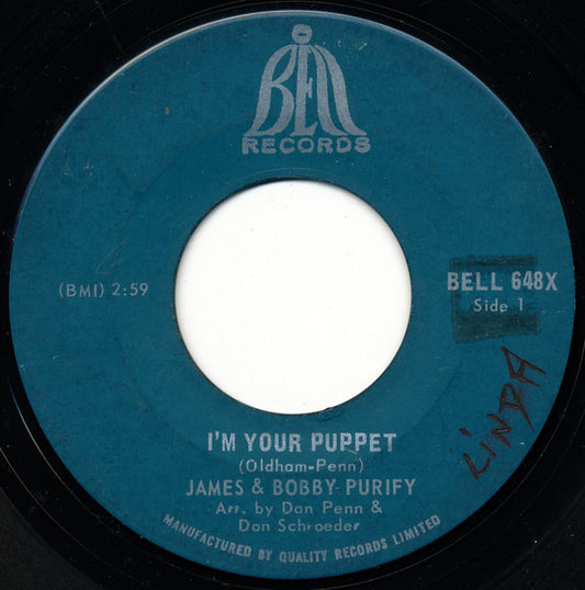 James & Bobby Purify : I'm Your Puppet / So Many Reasons (7", Single, Aqu)