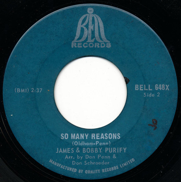 James & Bobby Purify : I'm Your Puppet / So Many Reasons (7", Single, Aqu)