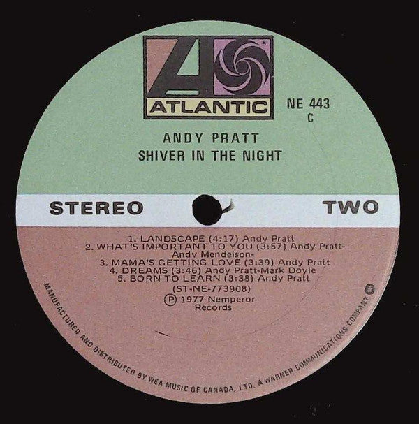 Andy Pratt : Shiver In The Night (LP, Album)