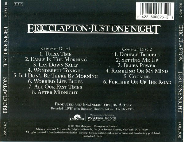 Eric Clapton : Just One Night (2xCD, Album, RE)