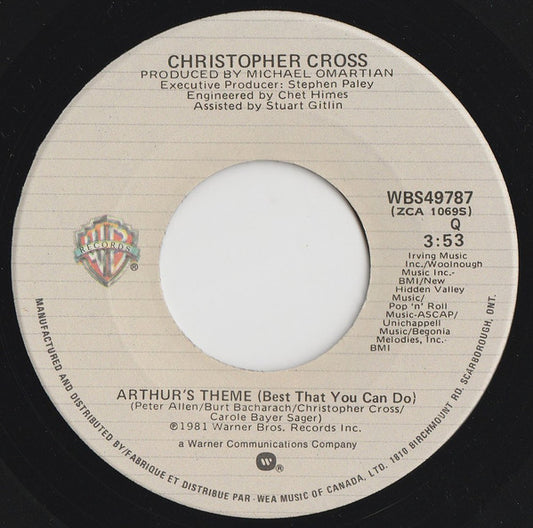 Christopher Cross : Arthur's Theme (Best That You Can Do) (7", Single)
