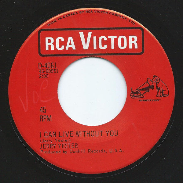 Jerry Yester : I Can Live Without You / Garden Of Imagining (7")