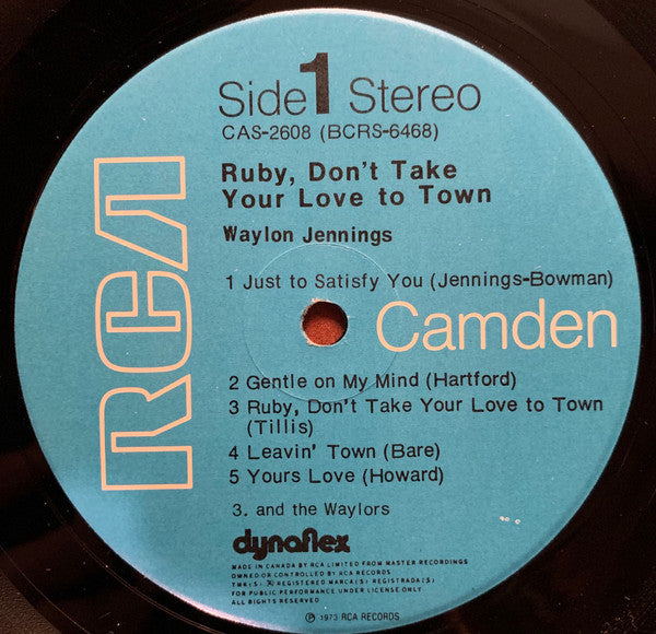 Waylon Jennings : Ruby, Don't Take Your Love To Town (LP, Album, Comp, Blu)