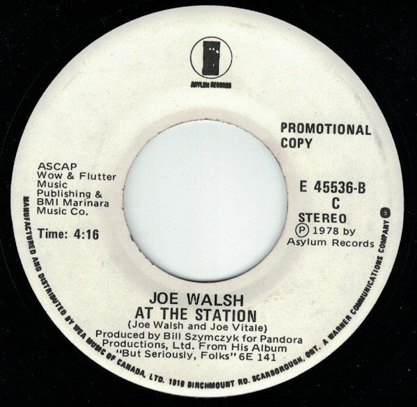 Joe Walsh : Over And Over (7", Single, Promo)