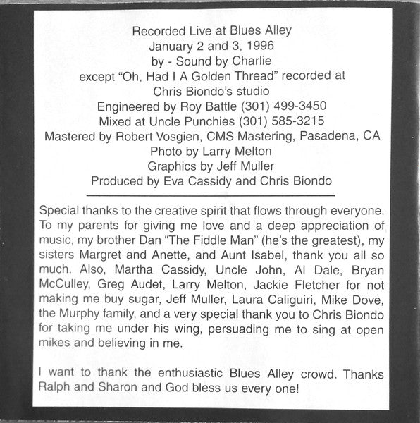 Eva Cassidy : Live At Blues Alley (CD, Album, RE)