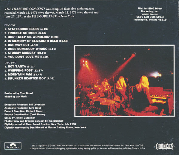 The Allman Brothers Band : The Fillmore Concerts (2xCD, Comp, Club, BMG)