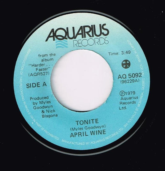 April Wine : Tonite / Ladies Man (7", Single)