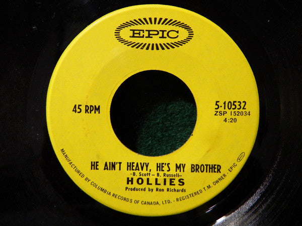 The Hollies : He Ain't Heavy, He's My Brother (7", Single)