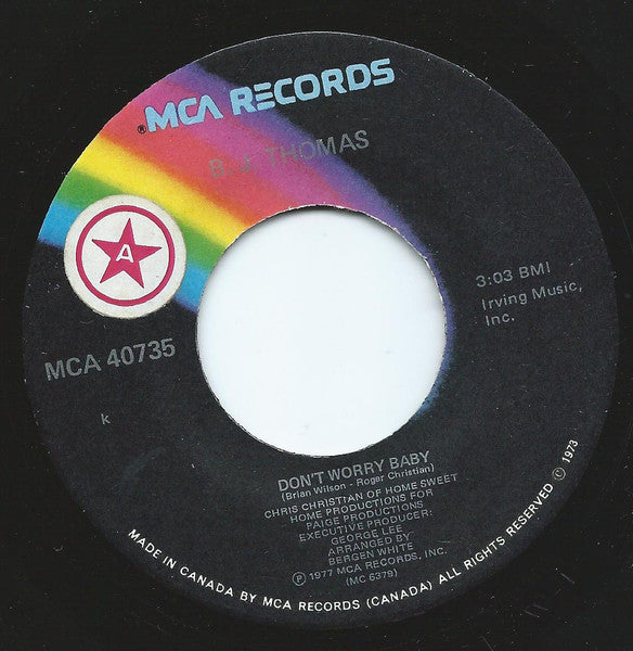 B.J. Thomas : Don't Worry Baby (7")