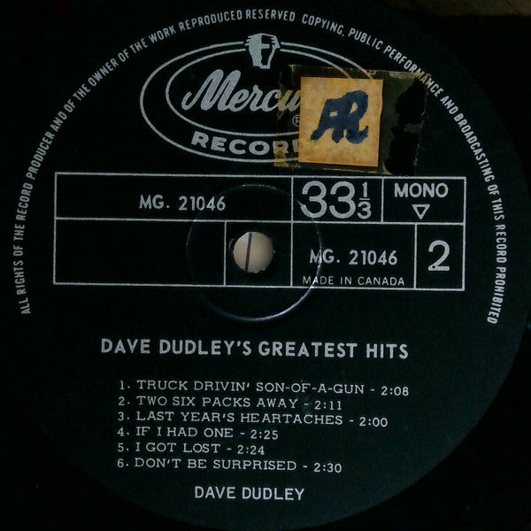 Dave Dudley : Greatest Hits (LP, Comp, Mono)
