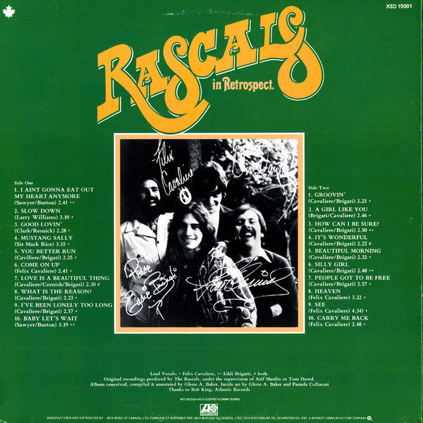 The Rascals : In Retrospect. A Selection of Classic Recordings 1966-1969 (LP, Comp)