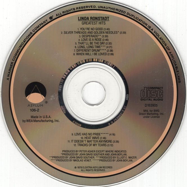 Linda Ronstadt : Greatest Hits (CD, Comp, Club, RE)