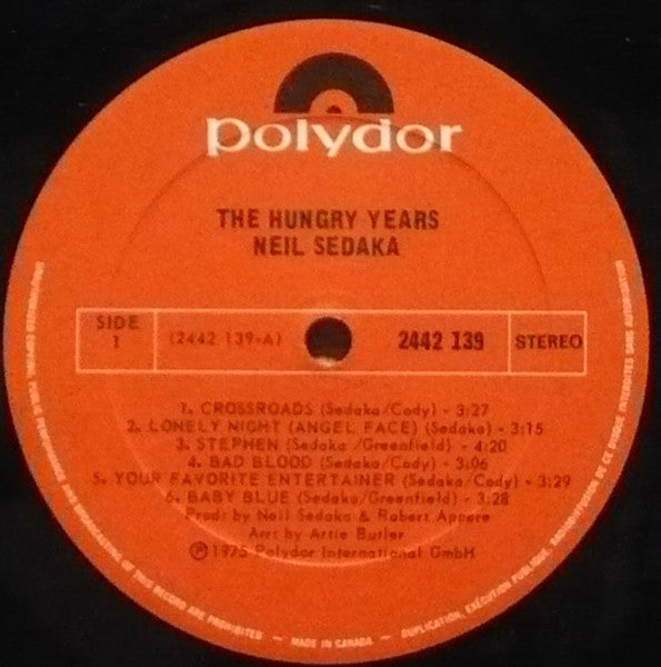 Neil Sedaka : The Hungry Years (LP, Album)