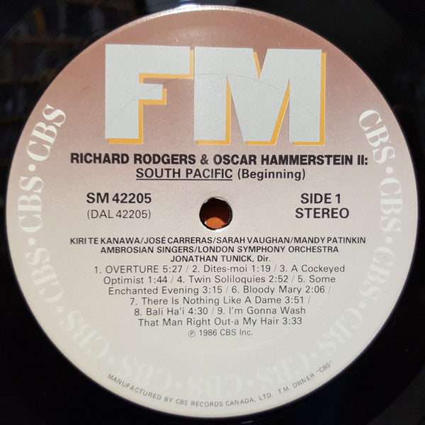 Kiri Te Kanawa / José Carreras / Sarah Vaughan / Mandy Patinkin : South Pacific (LP, Album)