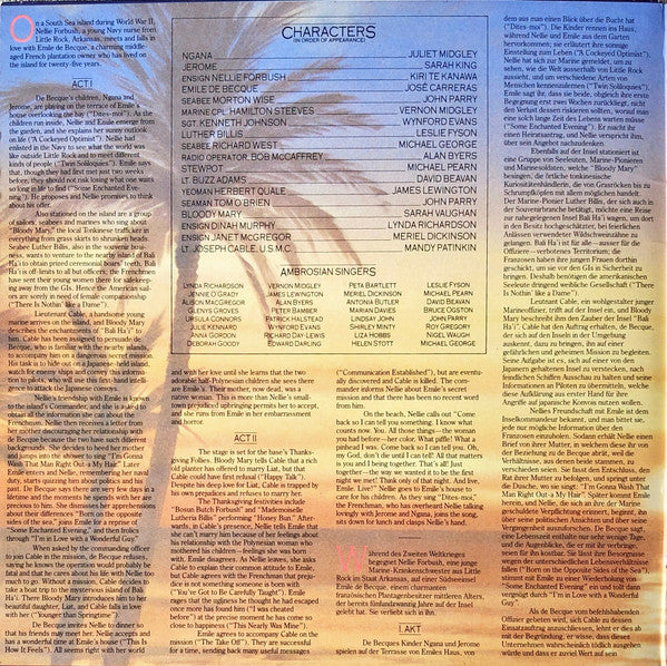 Kiri Te Kanawa / José Carreras / Sarah Vaughan / Mandy Patinkin : South Pacific (LP, Album)