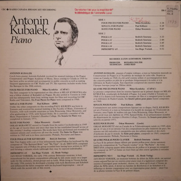 Antonin Kubalek : Antonin Kubalek, Piano (LP)