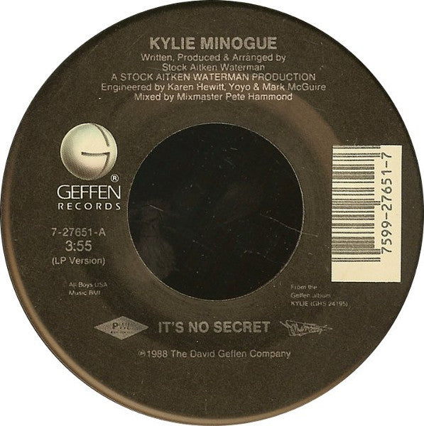 Kylie Minogue : It's No Secret (7", Single, Mon)