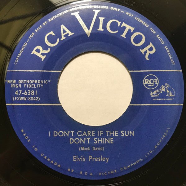 Elvis Presley : I Don't Care If The Sun Don't Shine / Good Rockin' Tonight (7", Single, Blu)