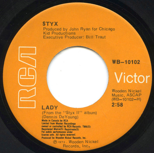 Styx : Lady (7", Single)