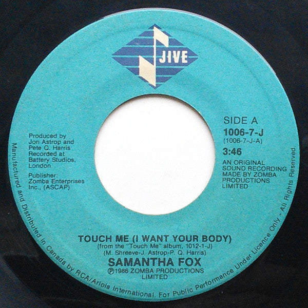 Samantha Fox : Touch Me (I Want Your Body) (7", Single)