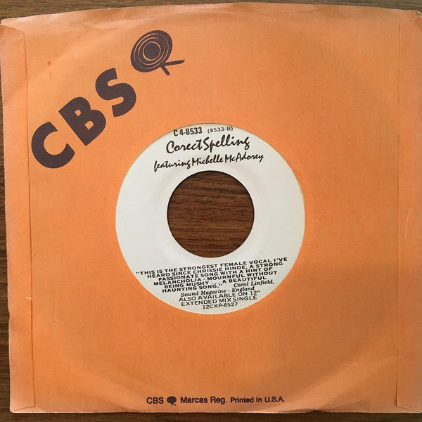 Corect Spelling Featuring Michelle McAdorey : Love Me Today (7", Single)