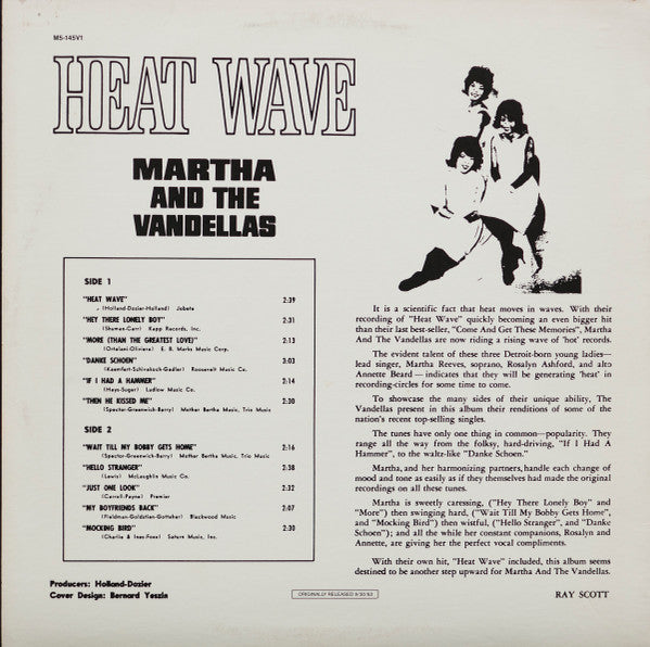 Martha Reeves & The Vandellas : Heat Wave (LP, Album, RE)