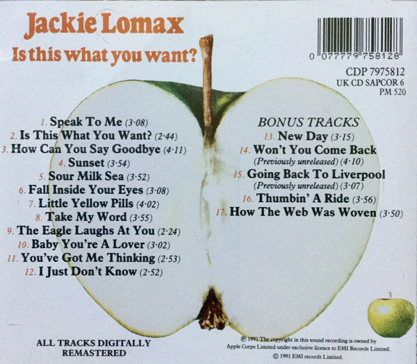 Jackie Lomax : Is This What You Want? (CD, Album, RE, RM)