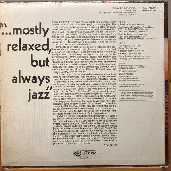 Living Jazz : A Lover's Concerto (LP, Album, Mono)