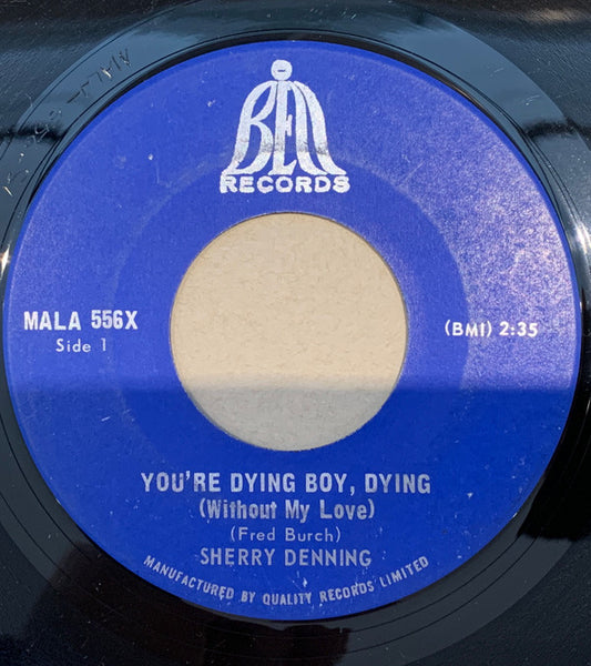 Sherry Denning : You're Dying Boy, Dying (Without My Love) / Don't Push Me Too Far (7", Single)
