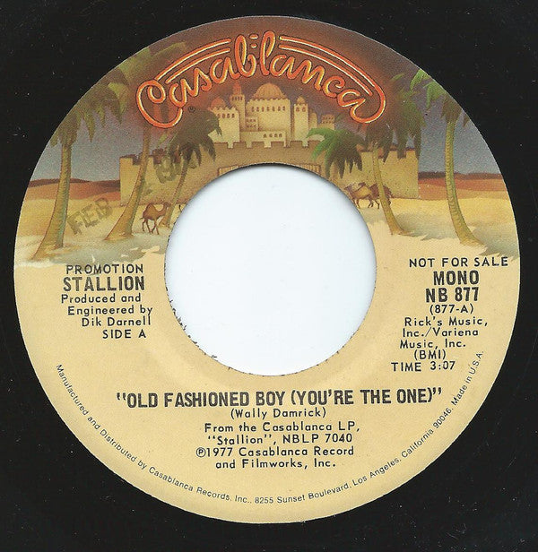 Stallion (2) : Old Fashioned Boy (You're The One) (7", Mono, Promo)